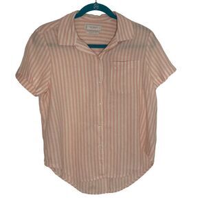 Lucky Brand pink and white striped button down shirt, size‎ small